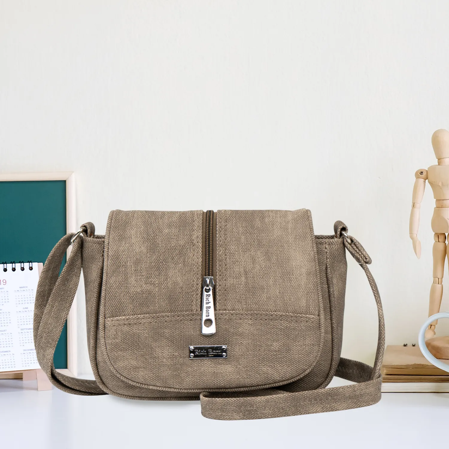 Richborn Sling Bag for Women | Premium PU Leather Crossbody Bag | Zip Front Flap Design with Adjustable Strap