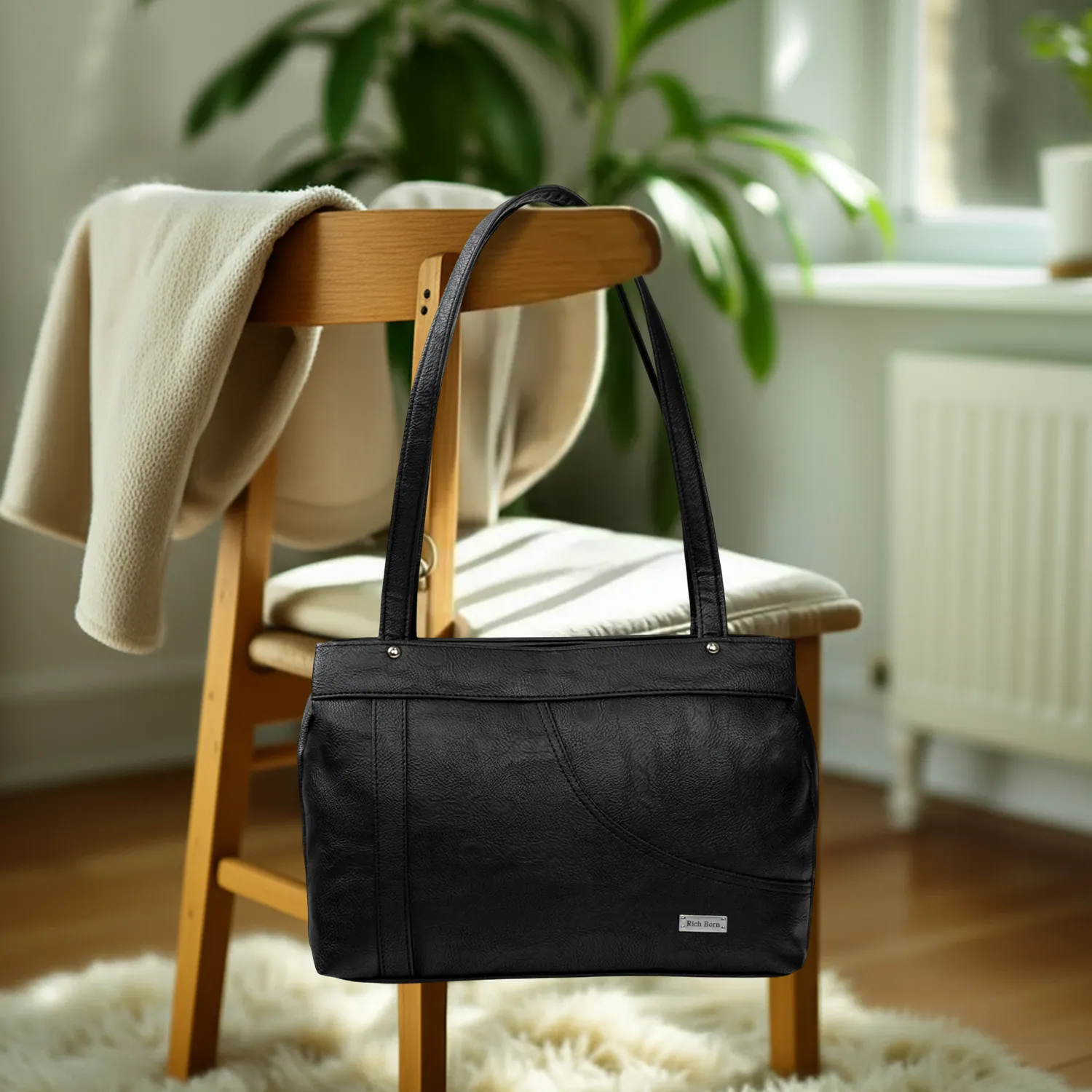 Richborn TripleComp Classic PU Handbag for Women – Spacious & Elegant