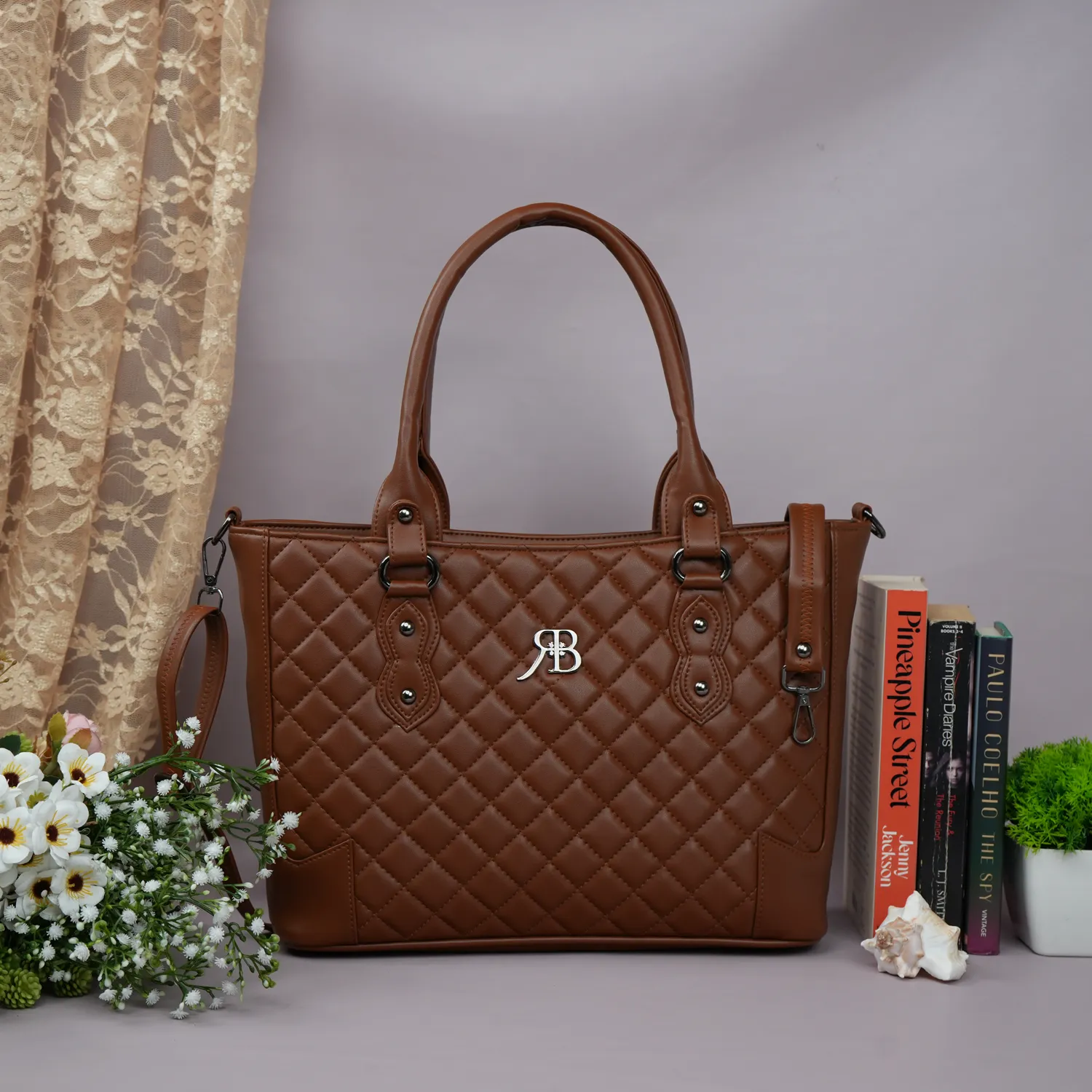 RICHBORN Quilted Grace Tote Women’s Handbag for Office, Work and Daily Use Made from Premium Vegan Leather