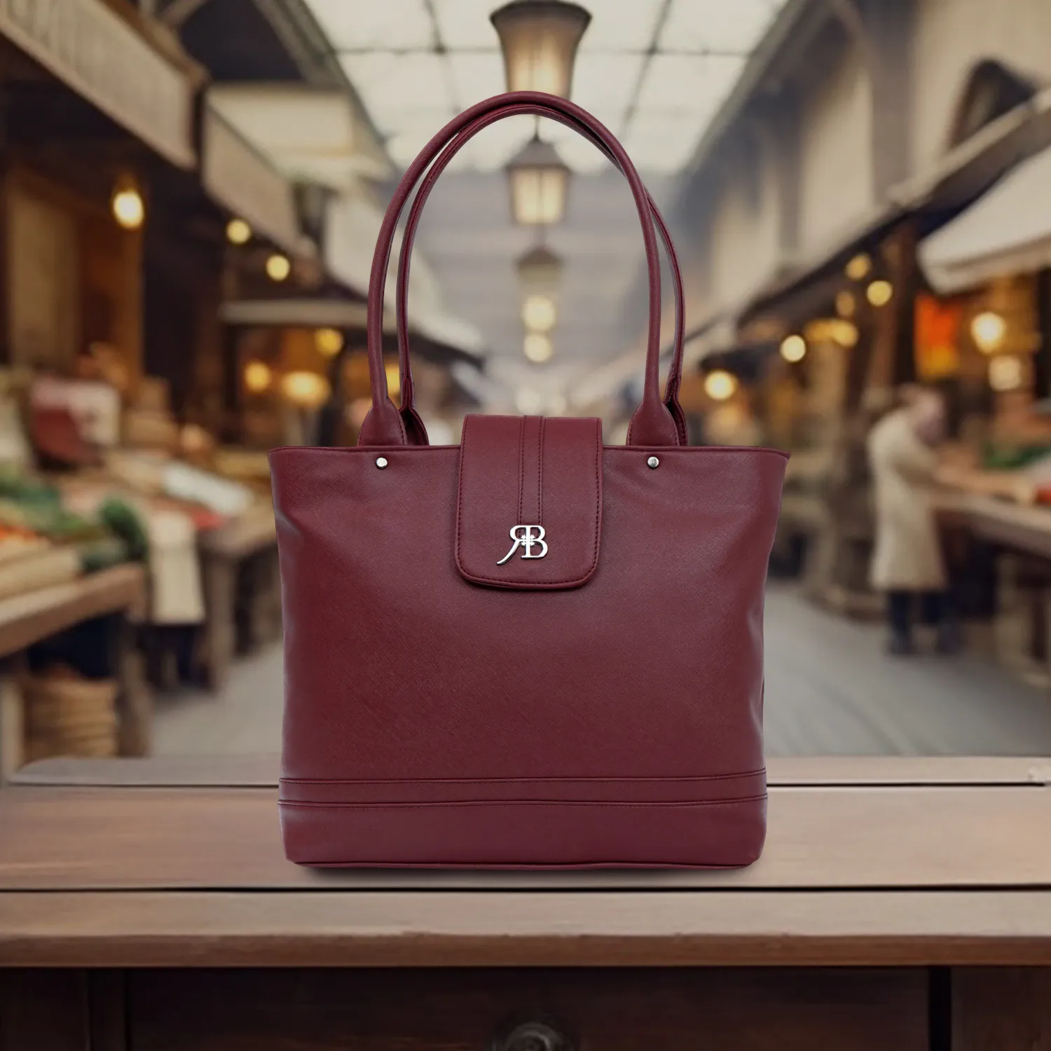 Buy RICHBORN GraceFlap Structured Tote – Elegant PU Leather Women’s Tote Bag
