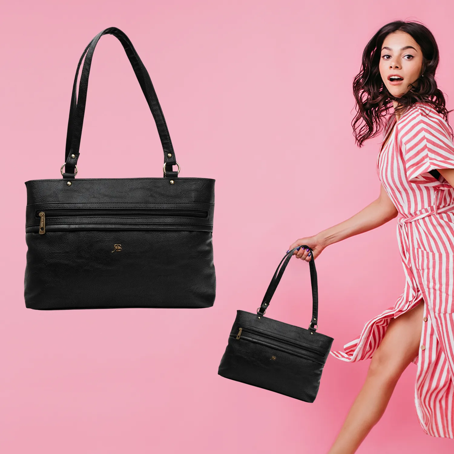 RICHBORN SleekZip PU Tote Bag for Women | Stylish Spacious Office Handbag